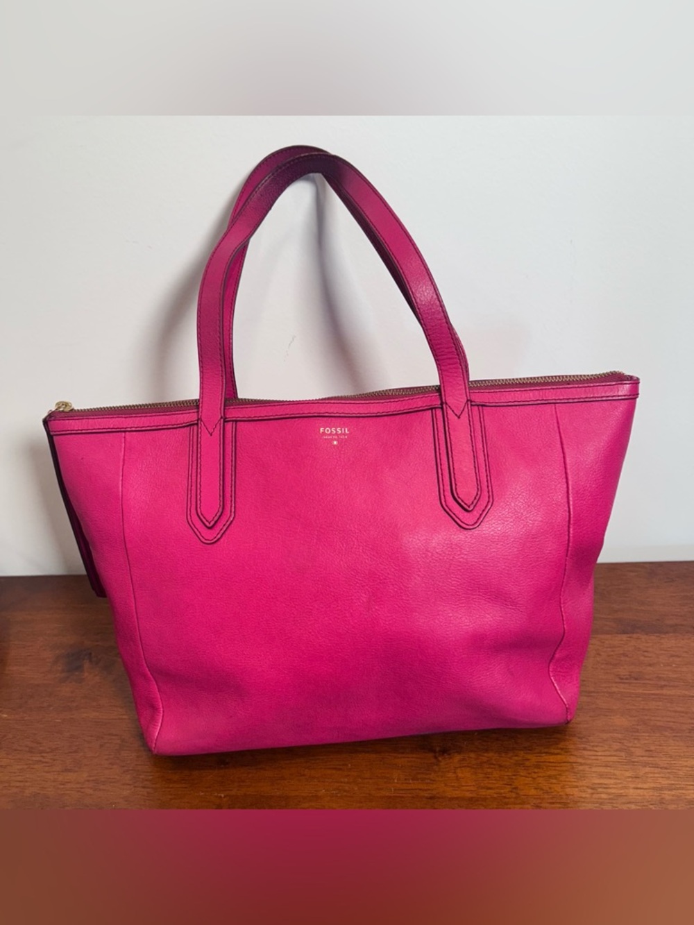 Fossil Hot Pink Leather Tote